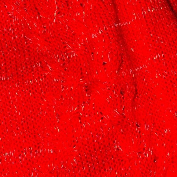 Red Ashley Stewart Sparkly Plus Size 18/20 Cable Knit Sweater Gold Shimmer Cute - Picture 4 of 7